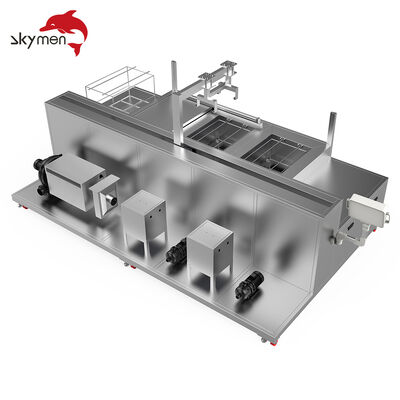 4-Tank Automatic Ultrasonic Cleaning System for Precision Parts with PLC Robotic Arm, Heating, Filtration & Drying